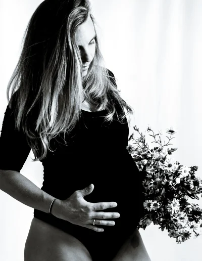 séance photo en hiver en studio -shooting grossesse